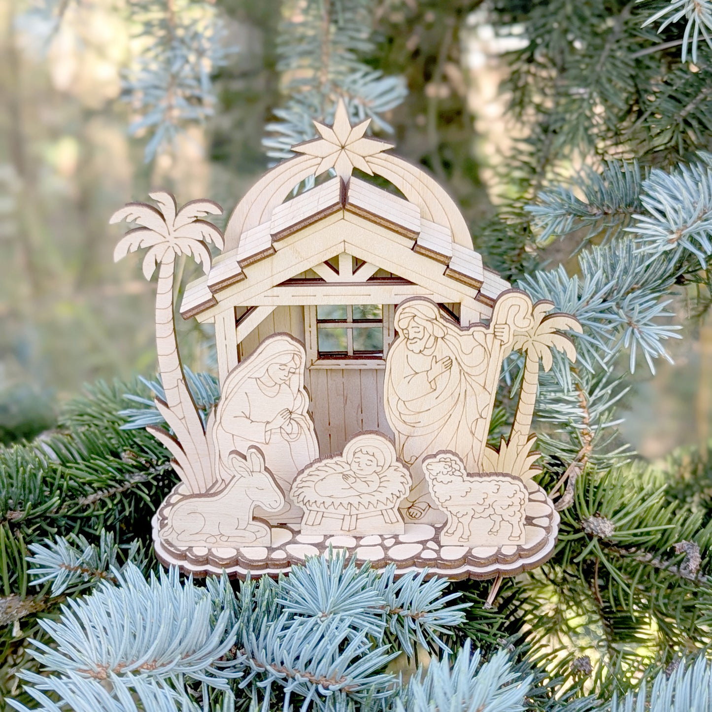 Nativity Barn with Baby Jesus, Mary and Joseph