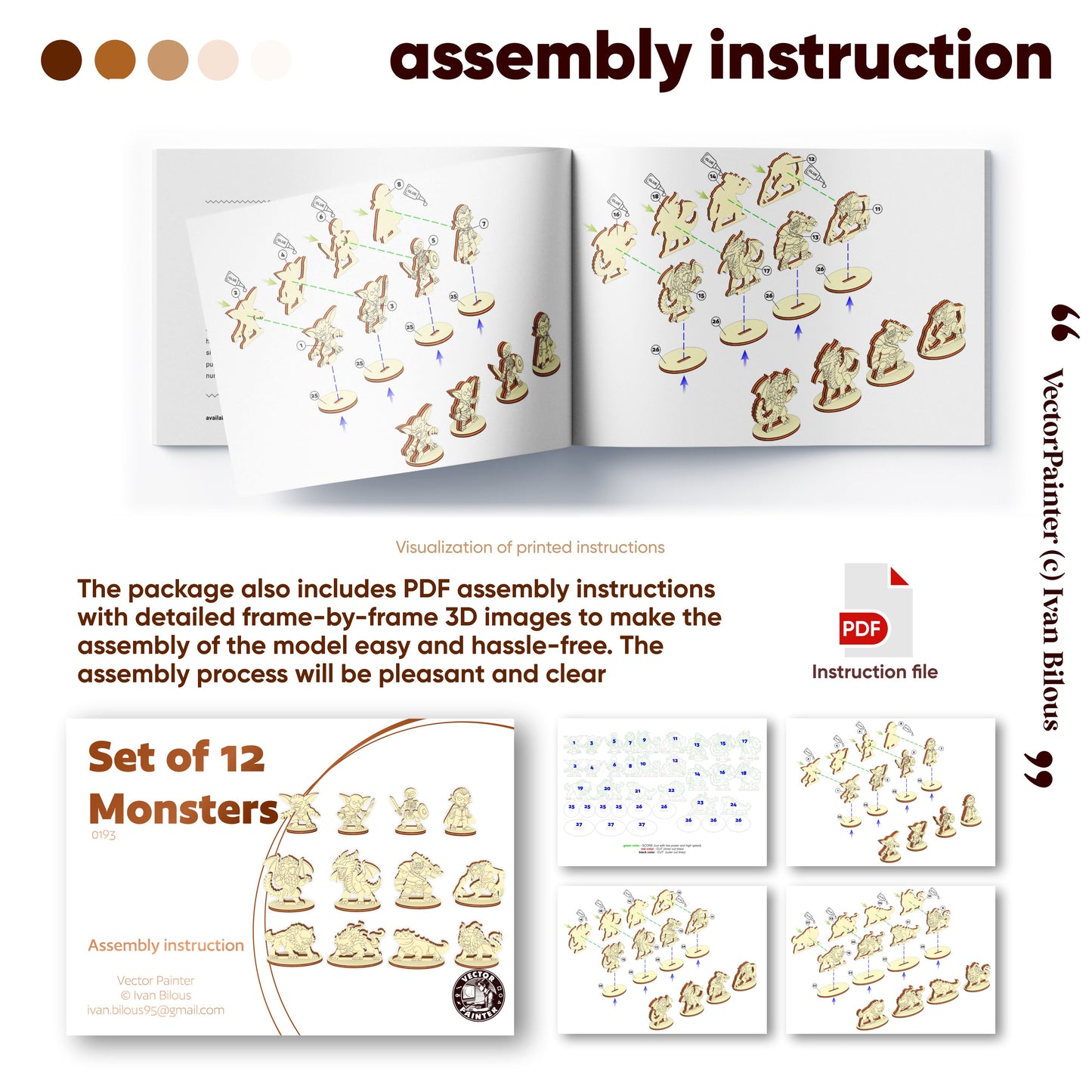 Monstruos de juegos de rol de fantasía para mesa - Archivo de corte láser SVG y DXF