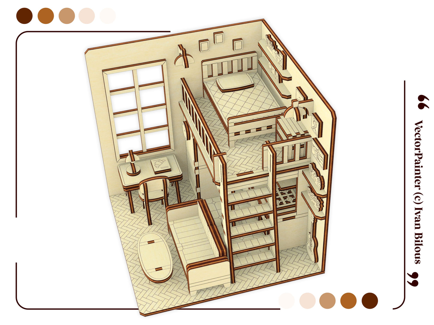 Rincón de lectura - Apartamento estudio - Archivo de corte láser SVG y DXF