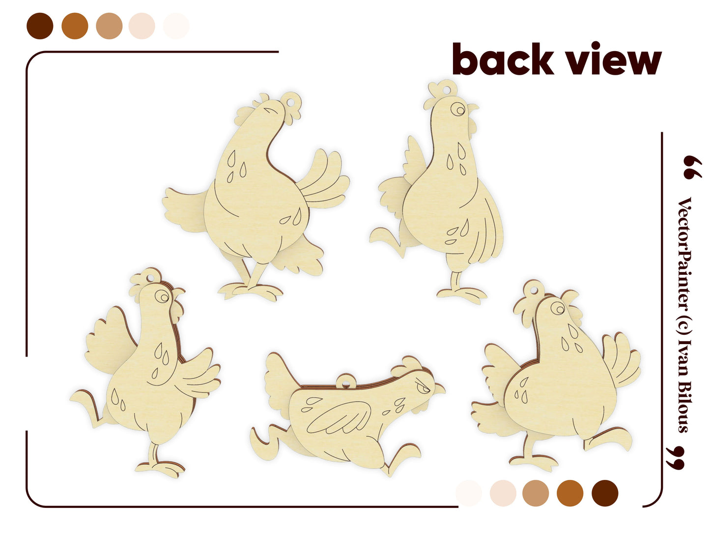 Easter Chicken Ornament - Set of 5 Hens