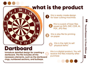 Laser cut dartboard template with precise measurements and markings