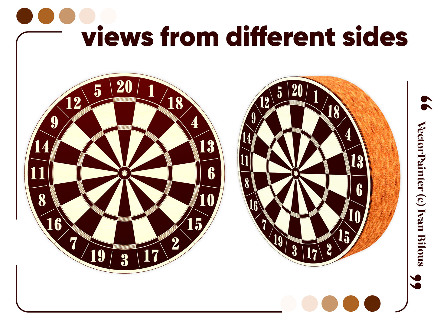 Close-up view of the laser cut dartboard surface with intricate patterns