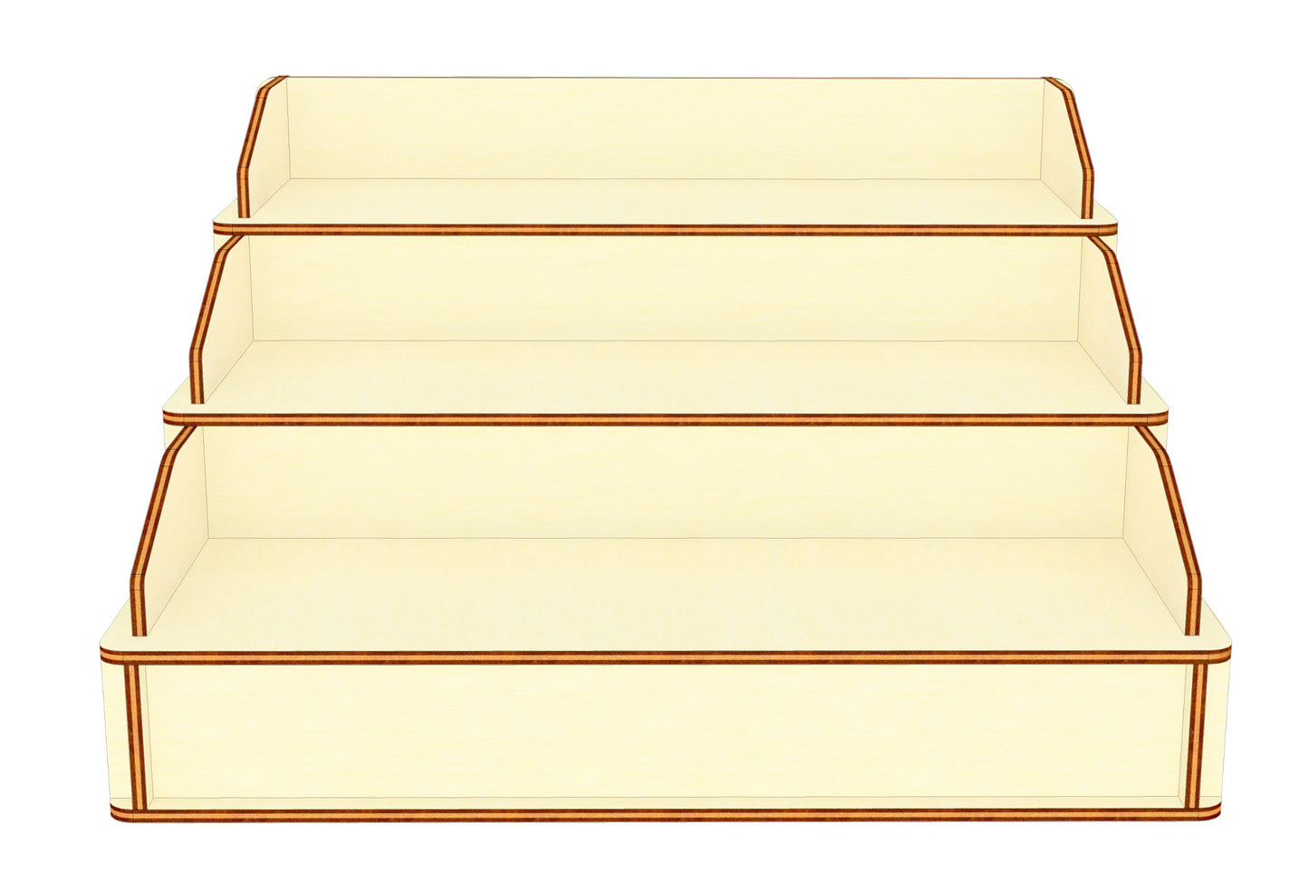 Plywood laser cut file for a three-tiered Display Stand - Versatile and durable for various settings
