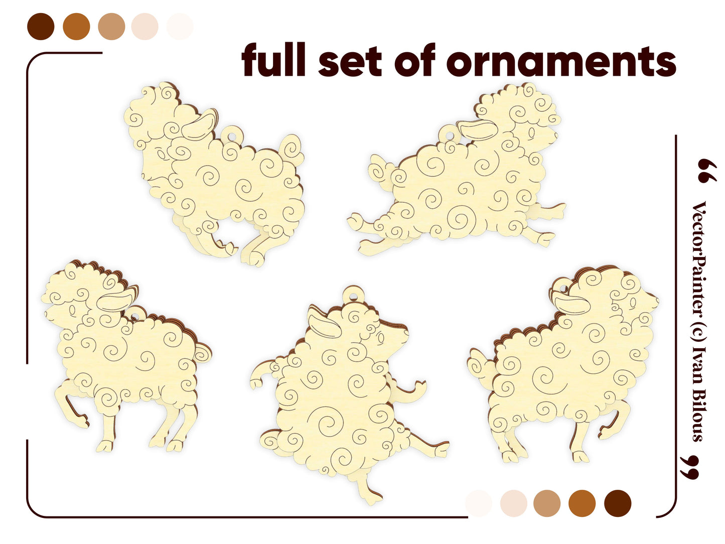 Easter Sheep Ornament - Set of 5
