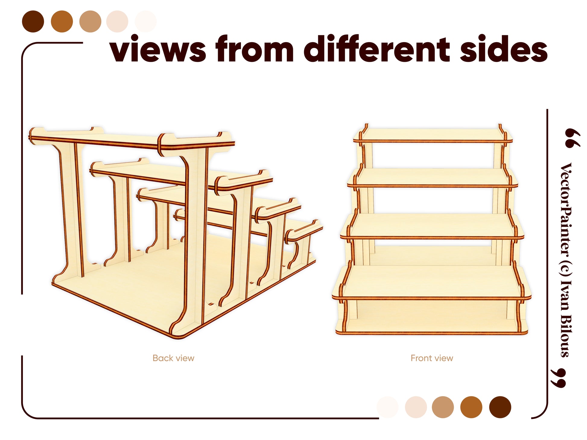 Detailed laser cut plan: Tiered display stand in SVG format