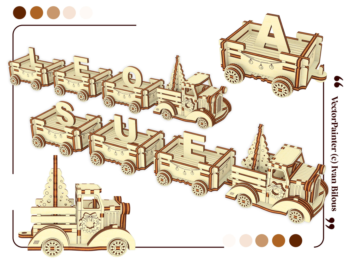 Christmas Truck Train Letters