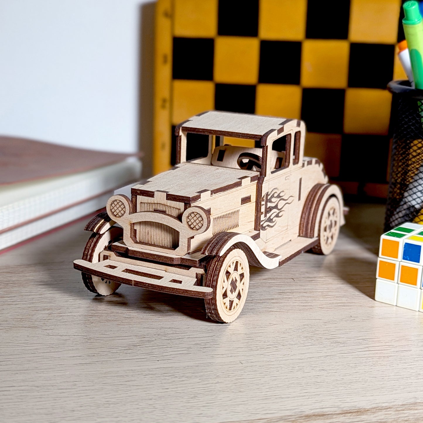 Old Car Miniature with Moving wheels