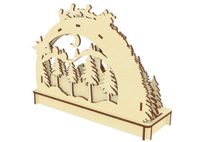 Miniature laser cut model: Christmas arch with customizable design.