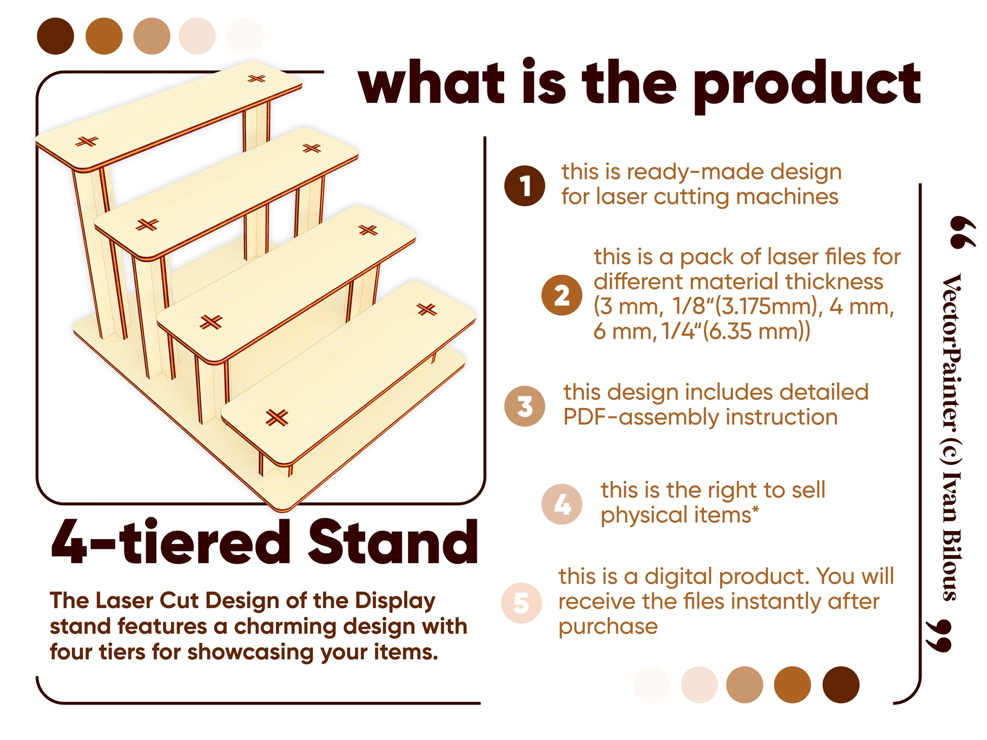Downloadable laser cut file for tiered display stand