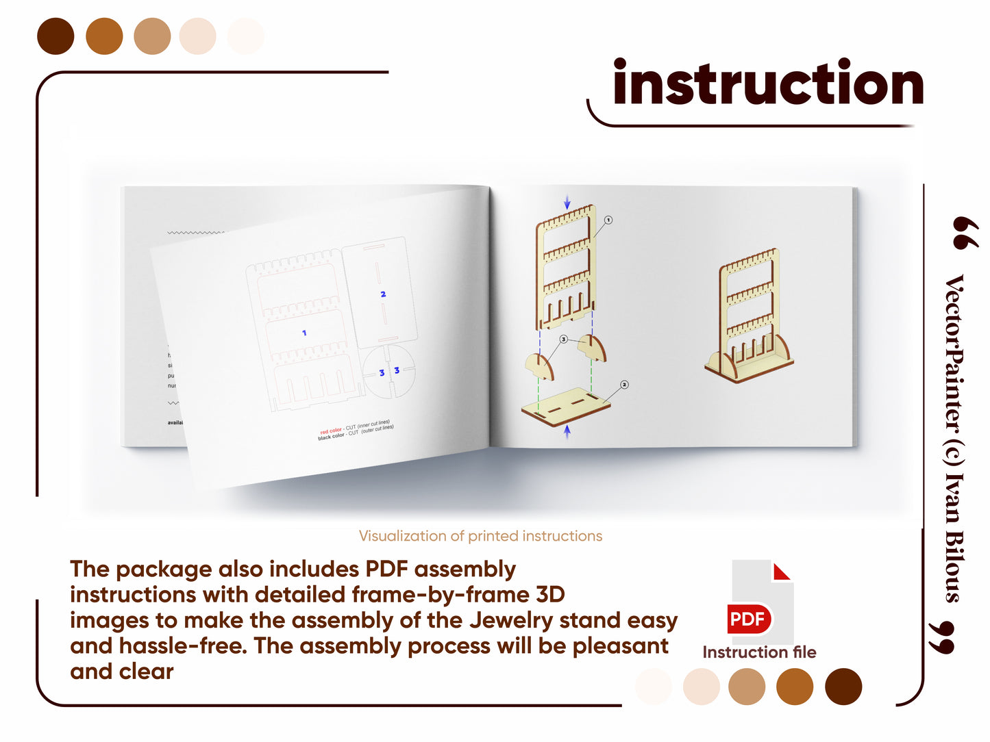 Laser cut design: Jewelry Stand with adjustable compartments.