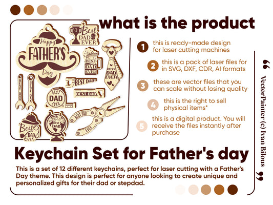Father Day keychains Laser cutting files