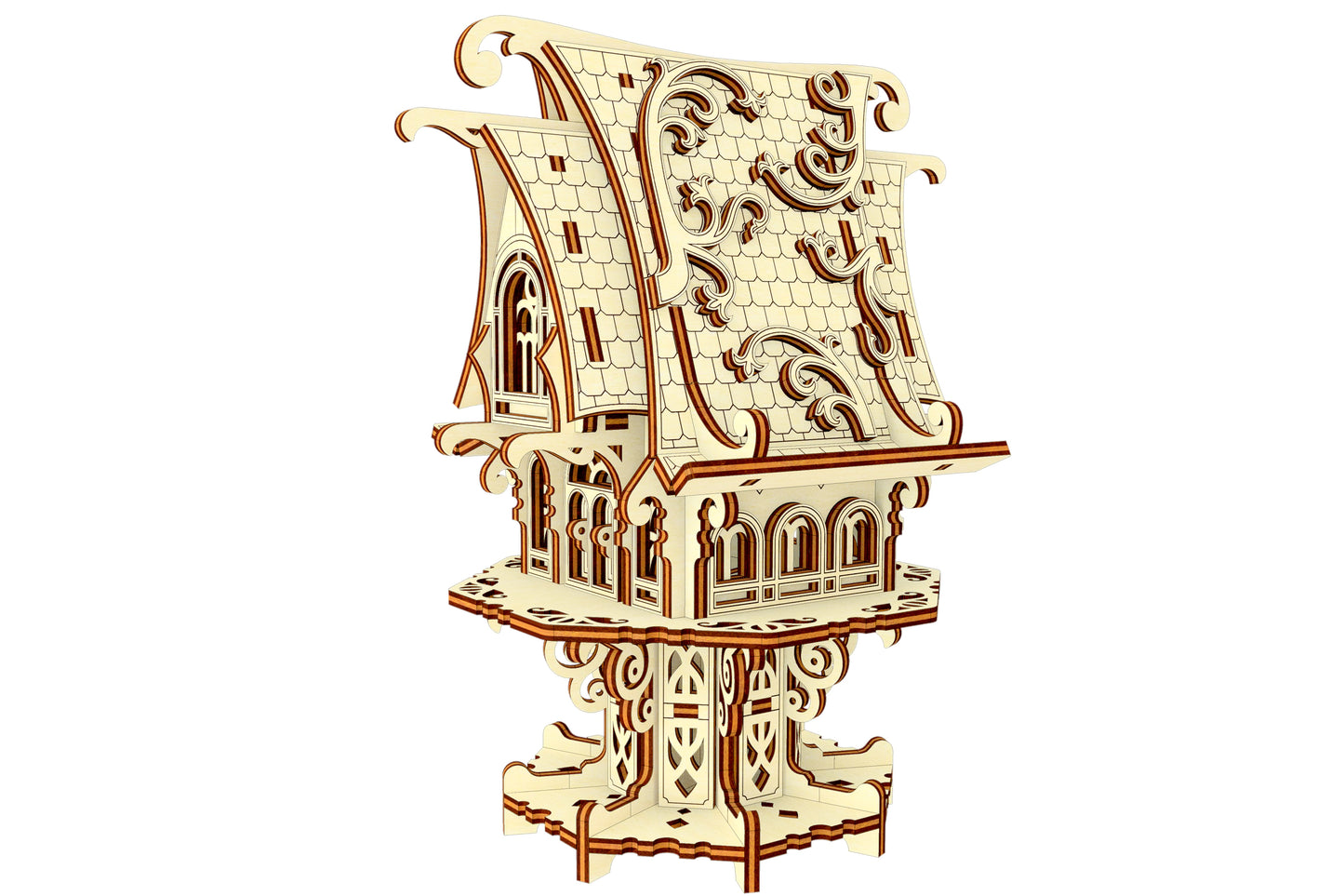 Laser cut project: Garden Elf House with optional stake for outdoor placement