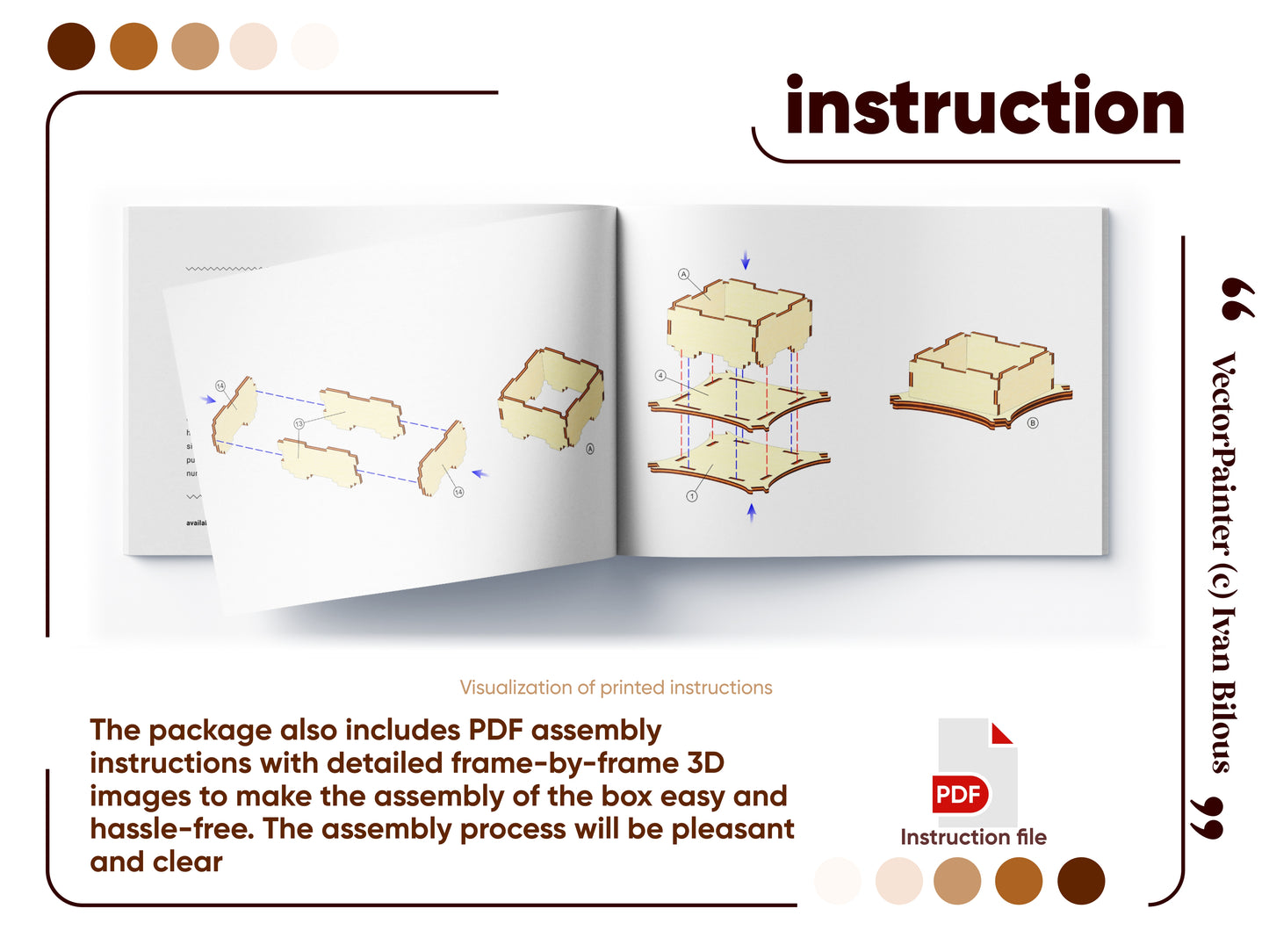 Detailed step-by-stem assembly instruction for the Laser Cut layered mandala Box design