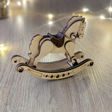 Load image into Gallery viewer, Downloadable laser-cut file for rocking horseDetailed laser-cut plan for plywood rocking horse
