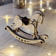 Load image into Gallery viewer, Laser-cut project: charming wooden rocking horse
