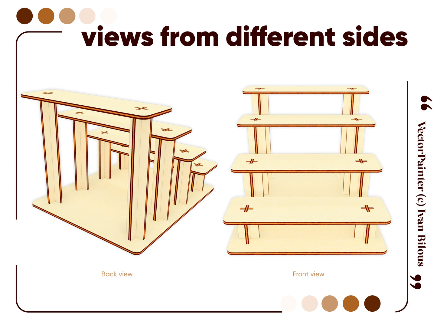Detailed laser cut plan for tiered display stand in SVG format