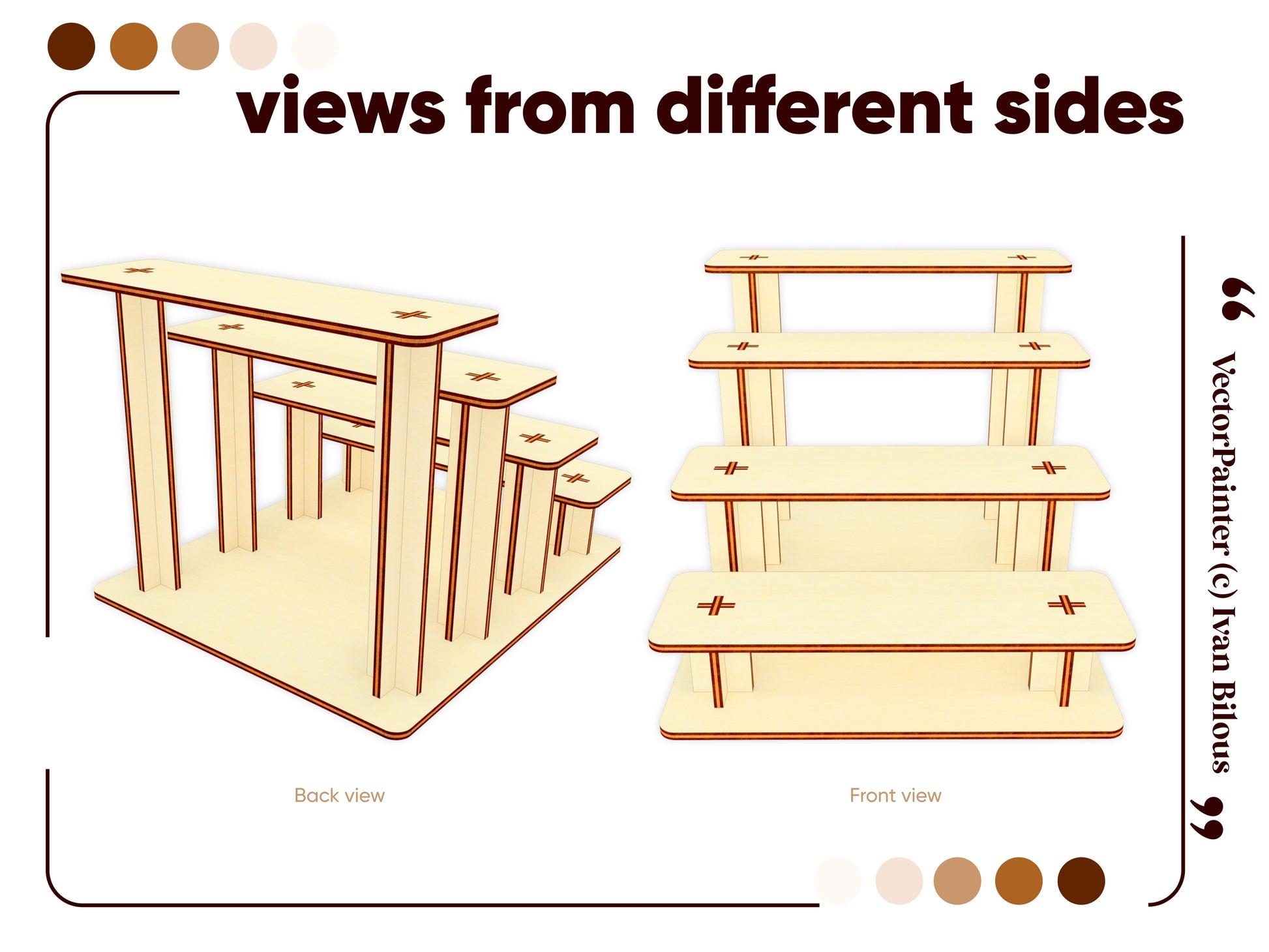 Detailed laser cut plan for tiered display stand in SVG format