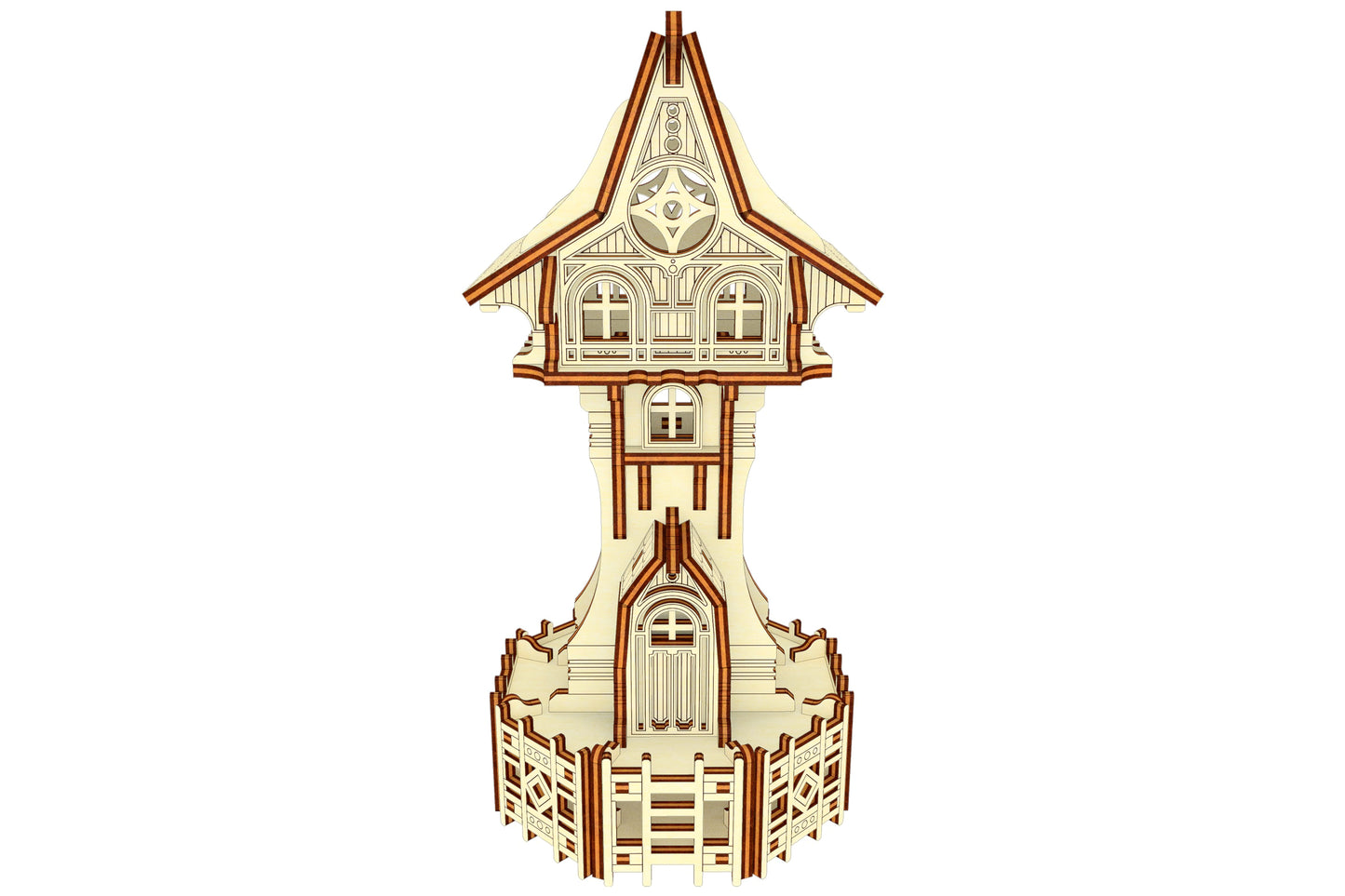 Plywood-friendly laser cutting template for Garden Magic Tower