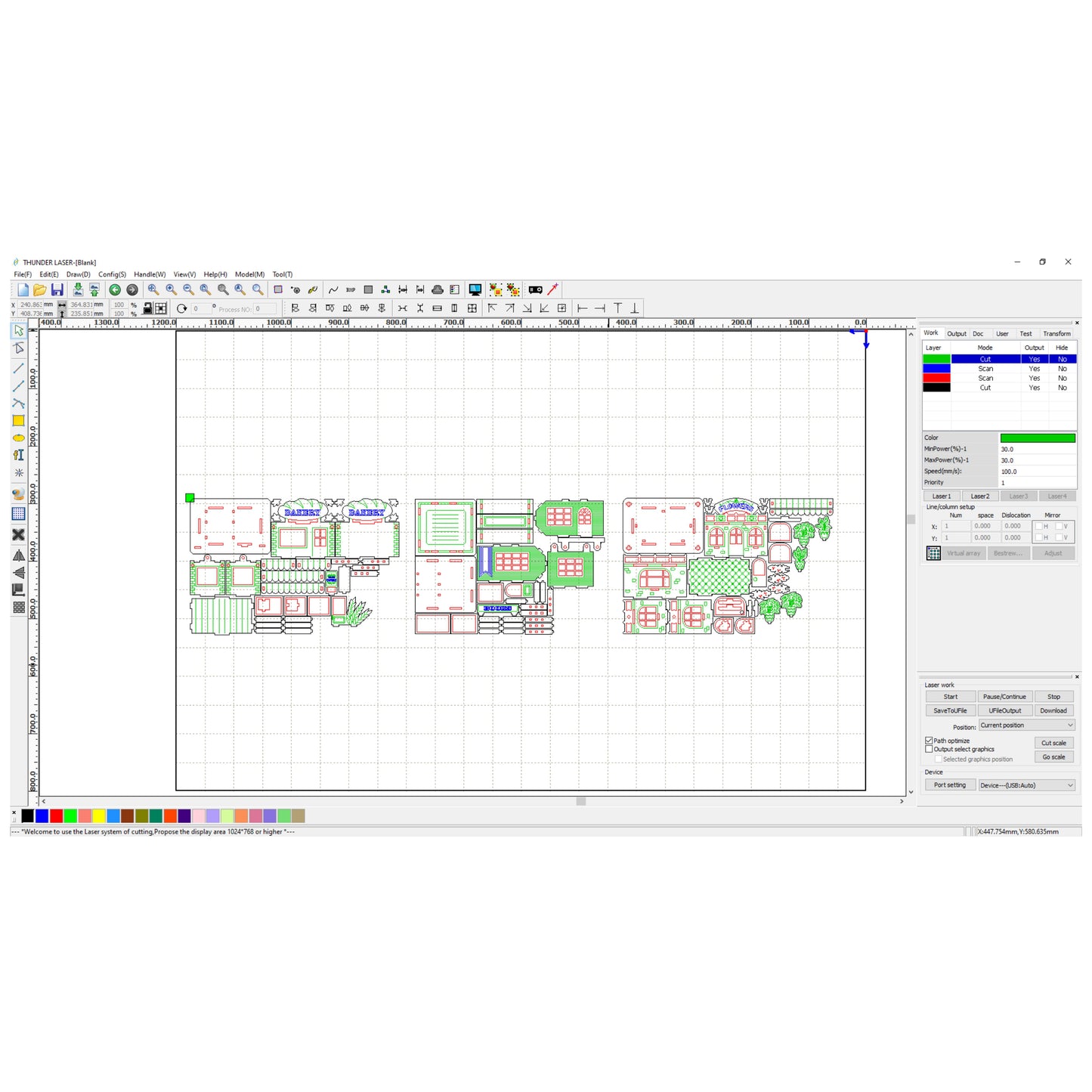 Tienda en miniatura - 3 adornos - Archivo de corte láser SVG y DXF