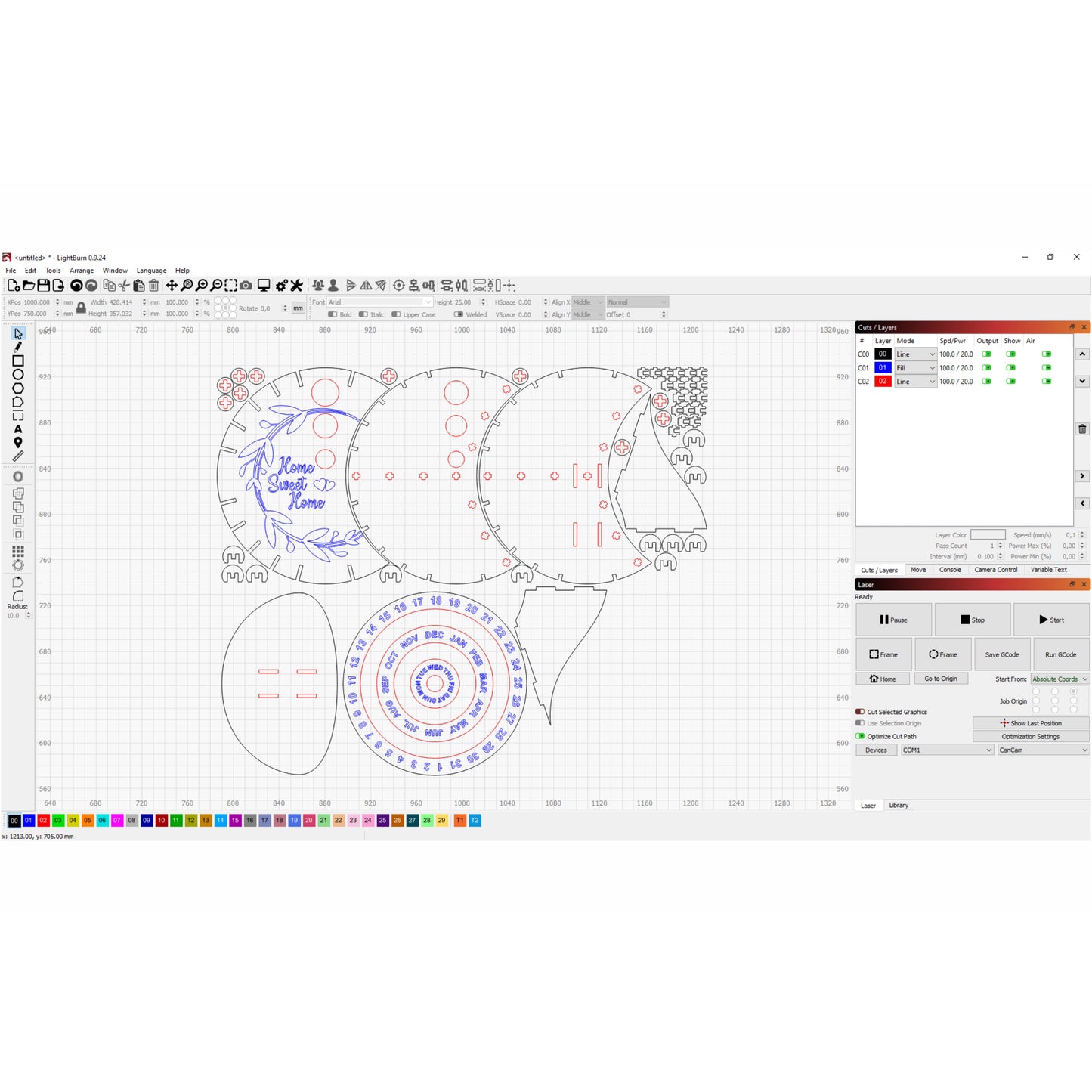 Calendario perpetuo - Archivo de corte láser SVG y DXF