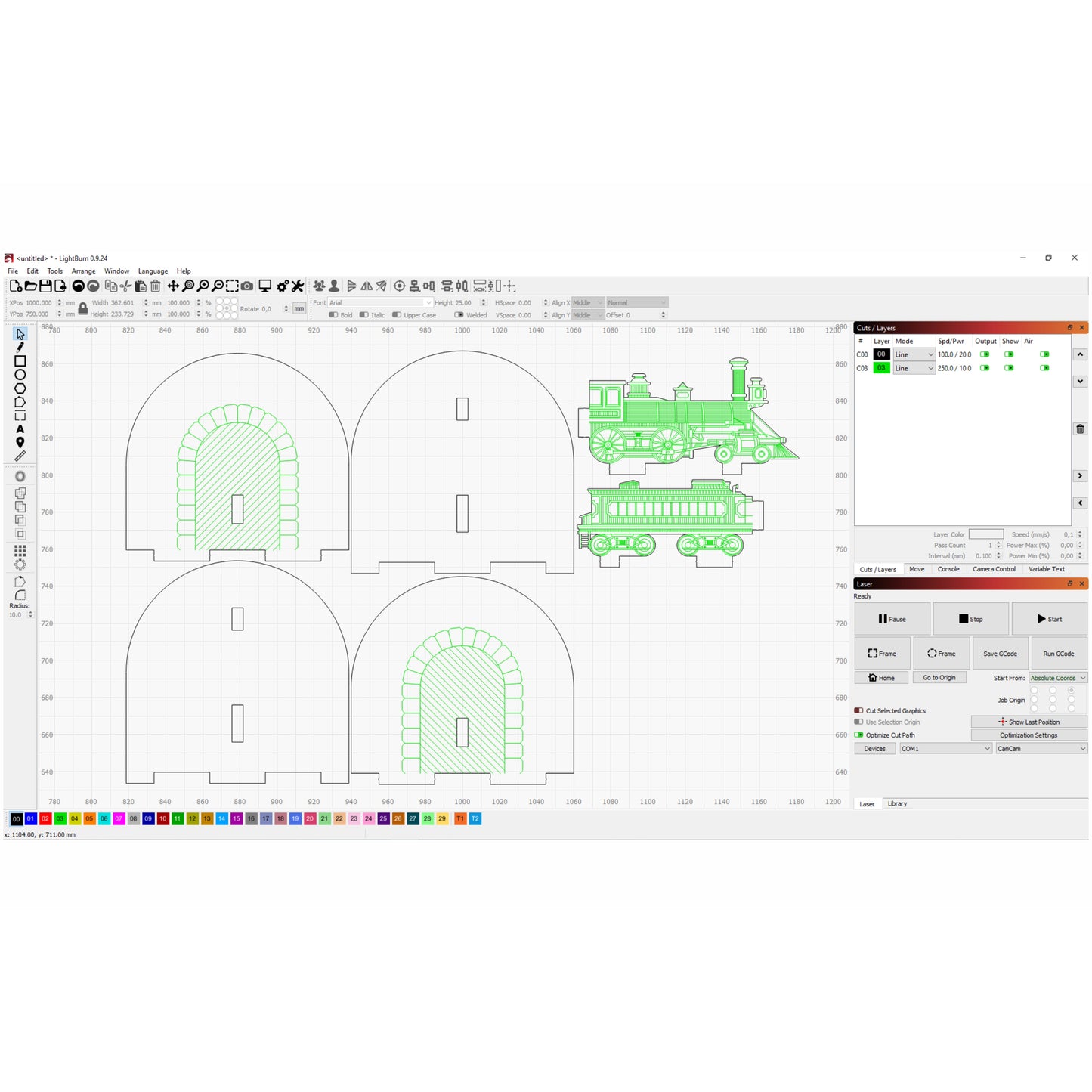 Sujetalibros de tren - Archivo de corte láser SVG y DXF