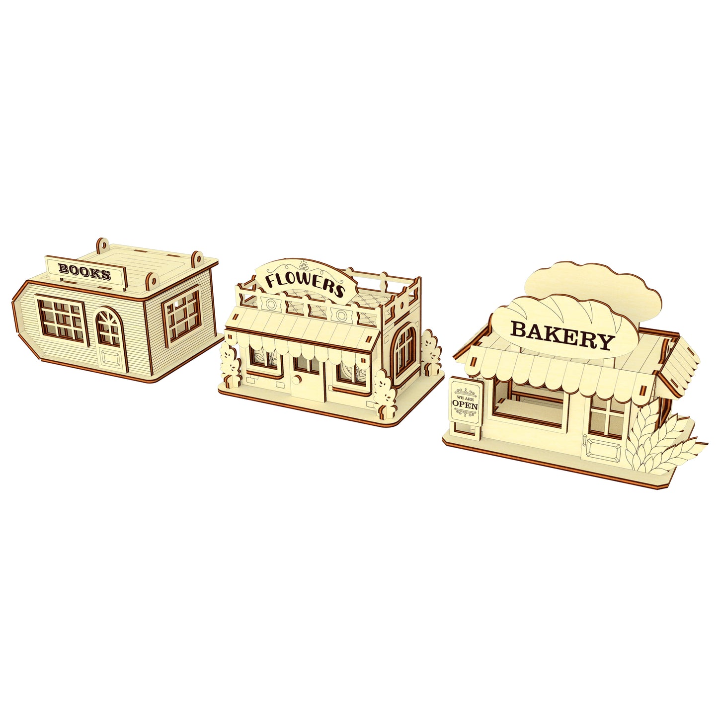 Store miniature" 3 ornaments