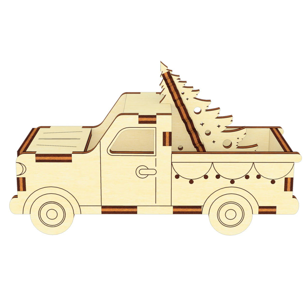 Pickup Truck with Christmas Tree Laser Cut File