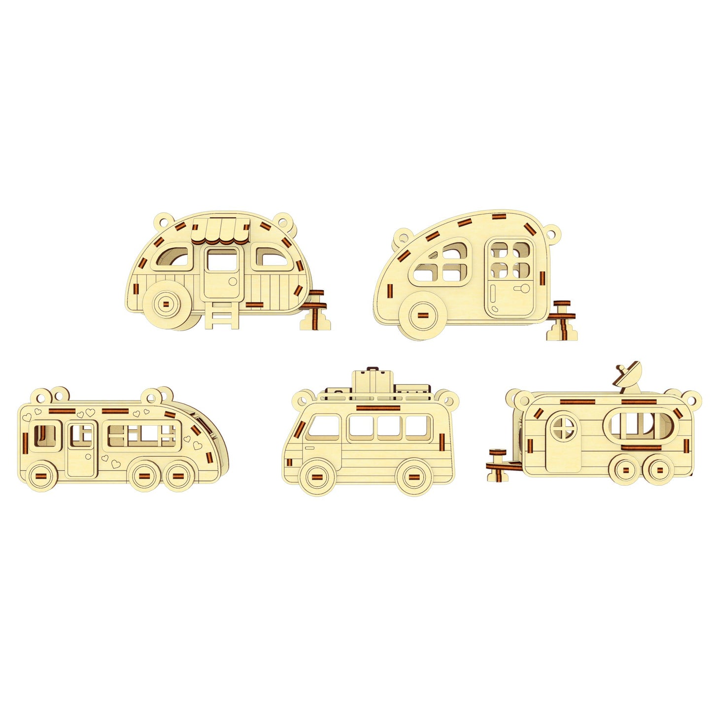Camper ornaments - Set of 5