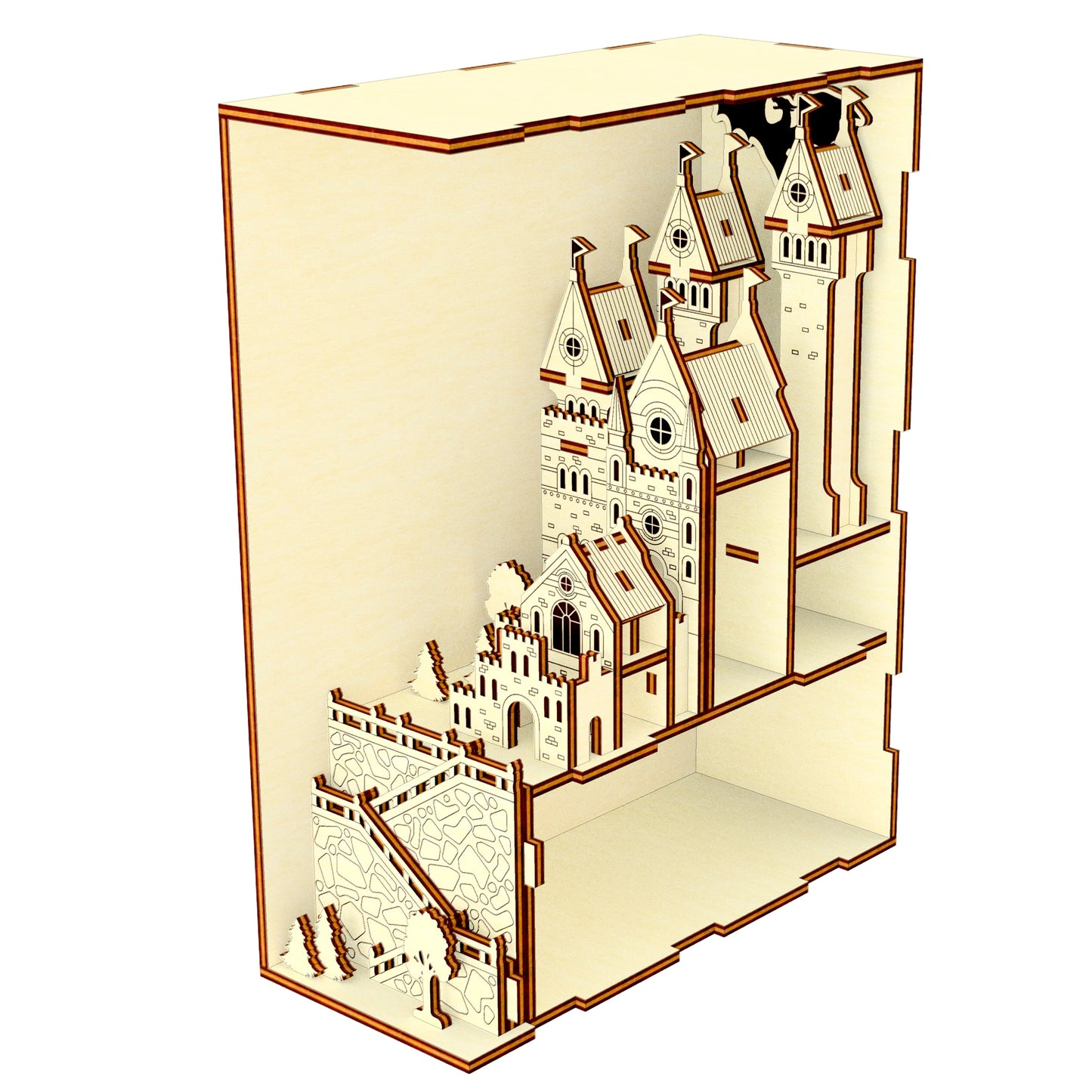 Rincón de libro de castillo medieval - Archivo de corte láser SVG y DXF