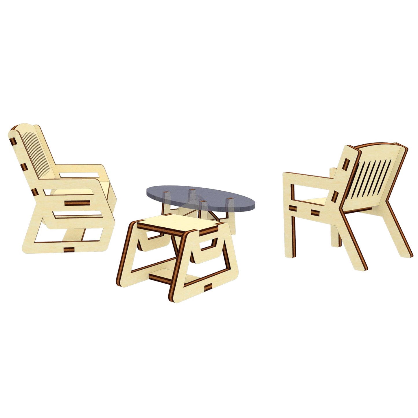 Coffee table and chairs