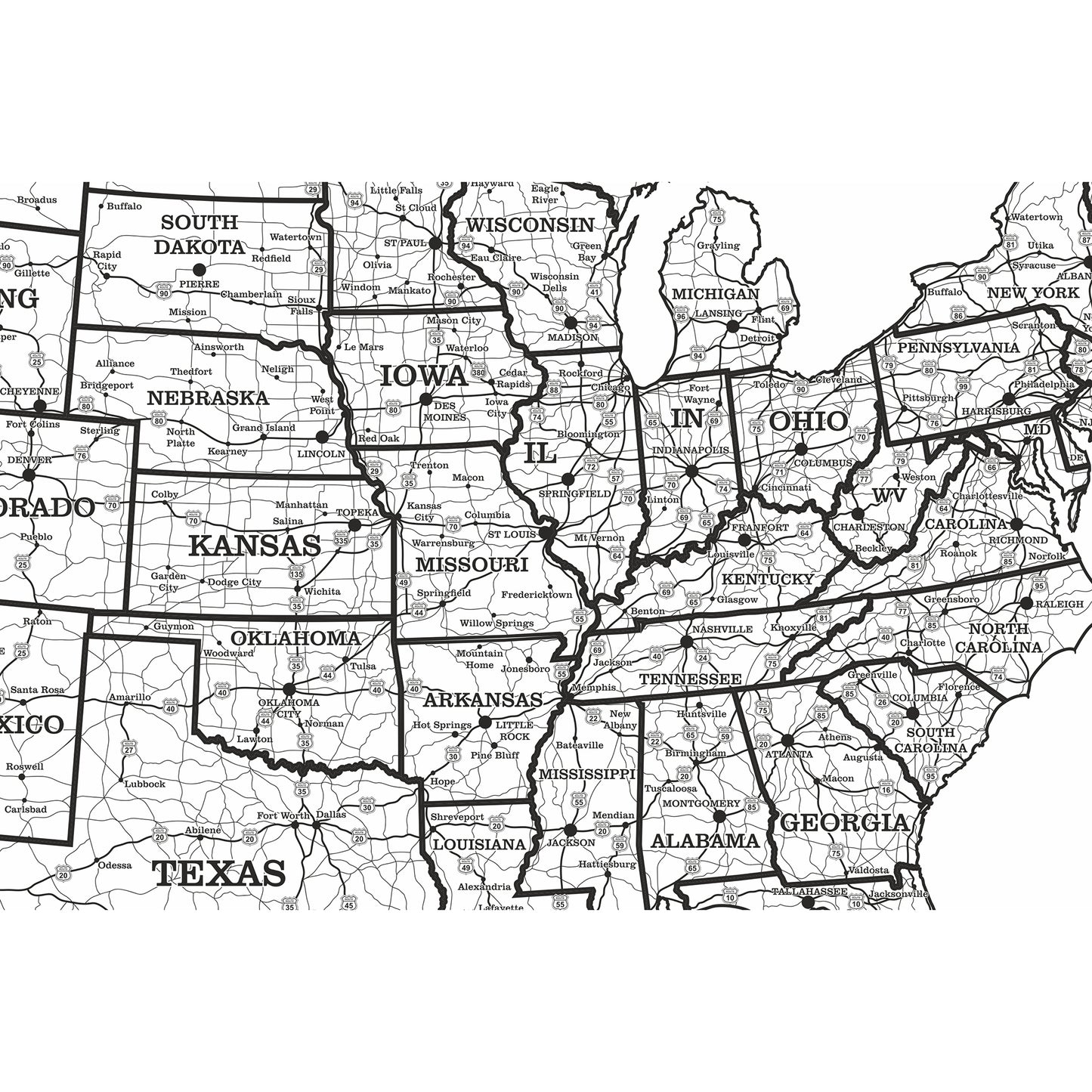 Engraved USA Road map