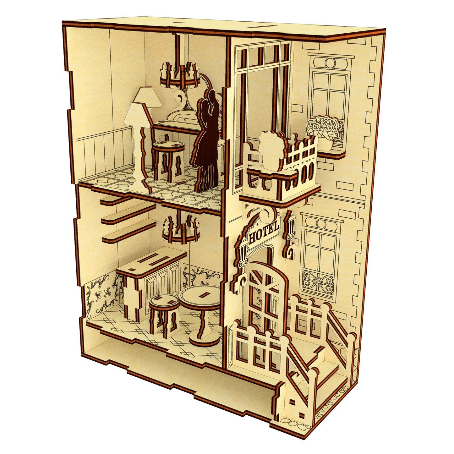 Vintage Hotel Book Nook Laser Cut File
