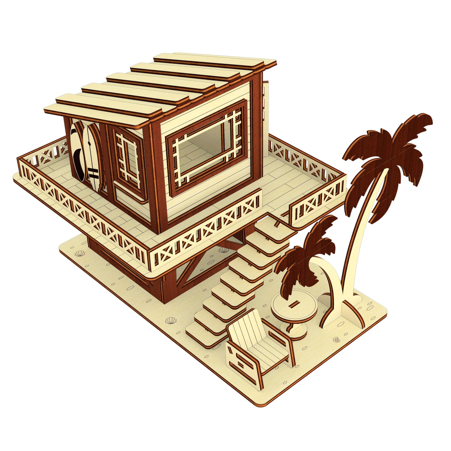 Tropical Beach House Laser Cut File