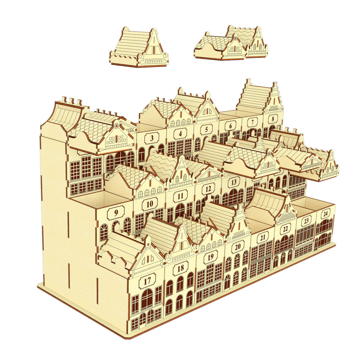 Pueblo Calendario de Adviento - Archivo de corte láser SVG y DXF