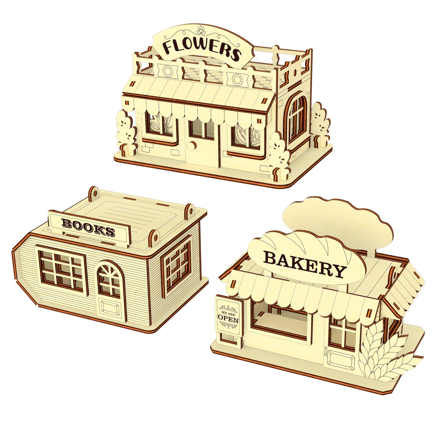 Store miniature" 3 ornaments