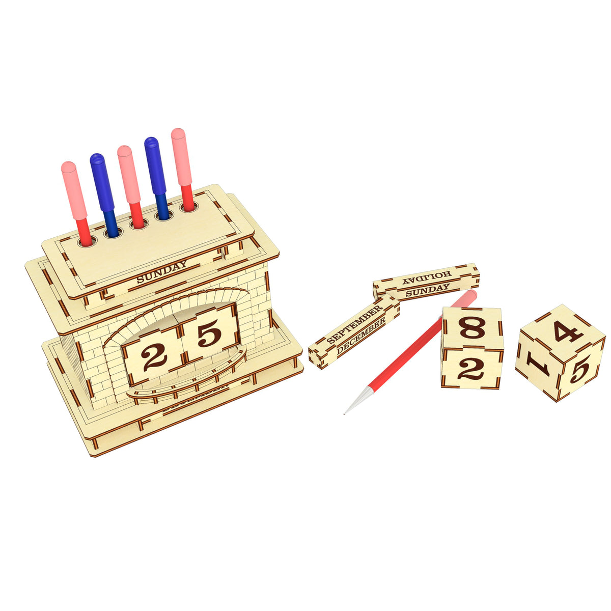 Fireplace Perpetual Calendar Laser Cut File