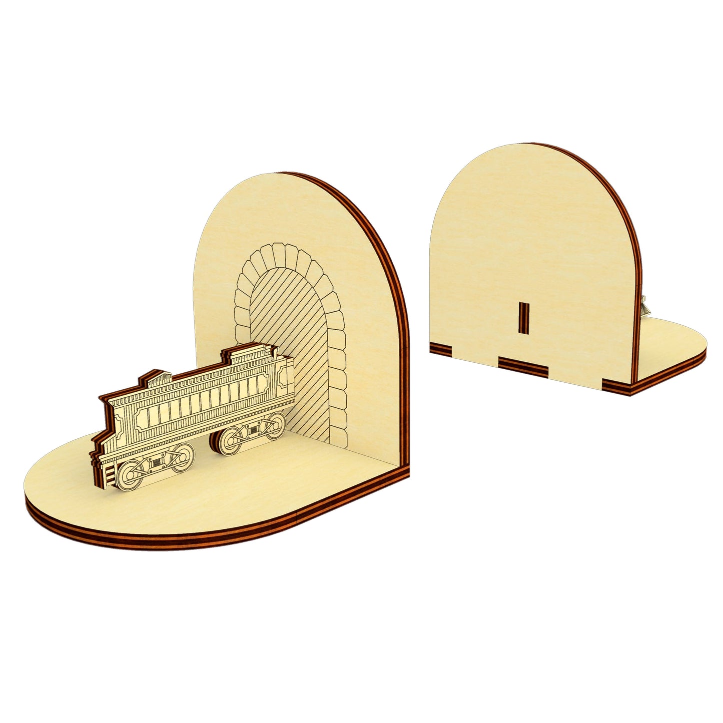 Train Bookends Laser Cut File