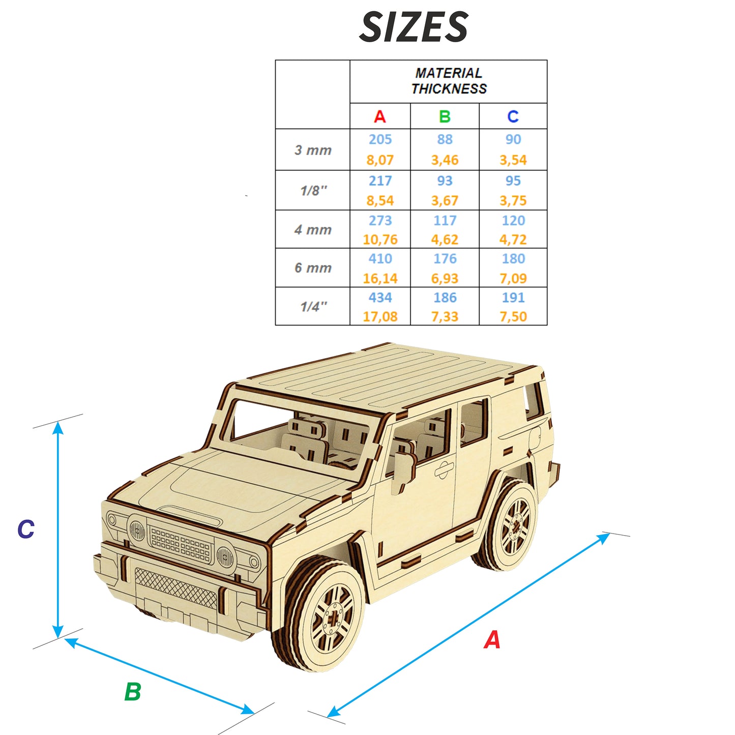 Off-Road Car 3d Plywood Model