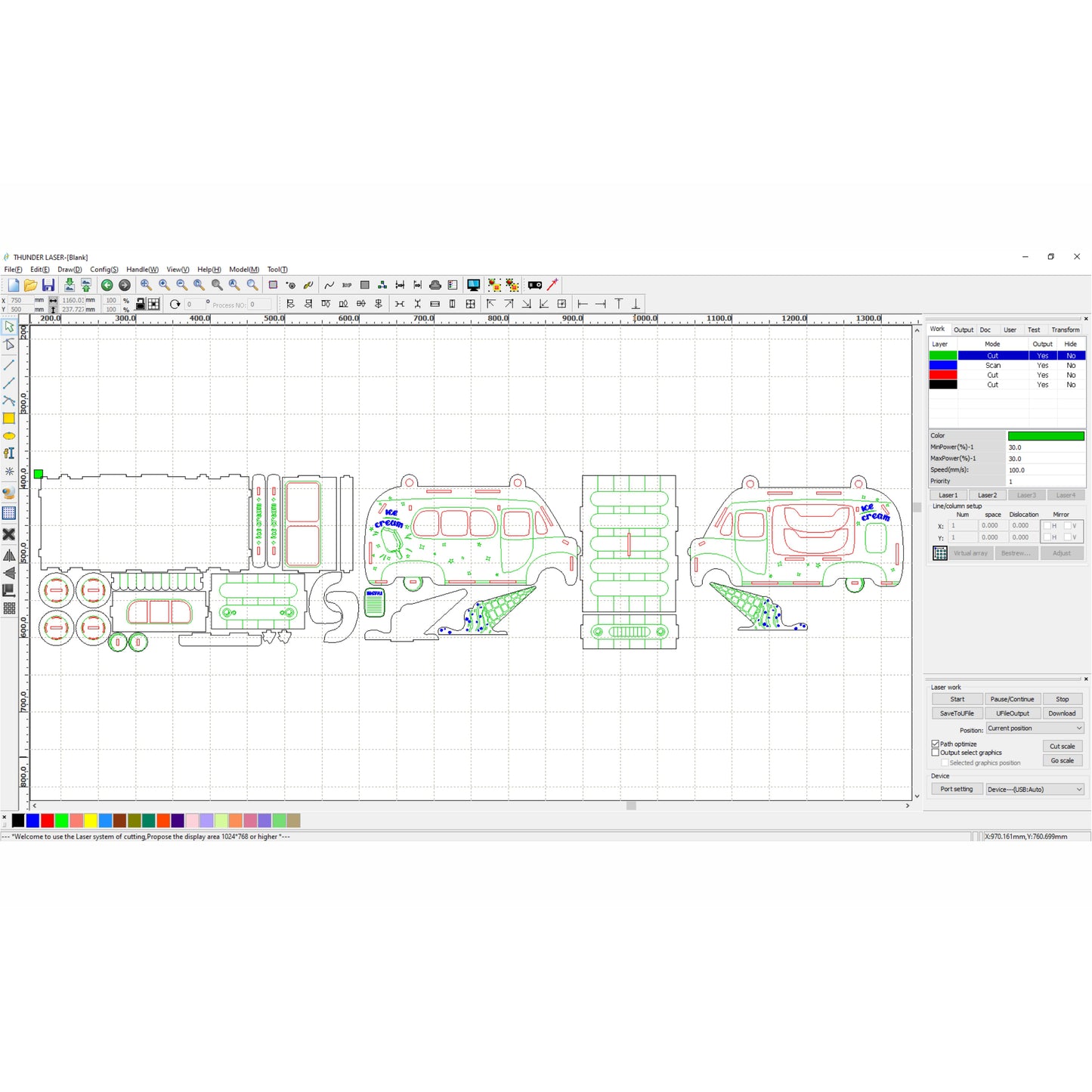 Camioneta de helados - Archivo de corte láser SVG y DXF