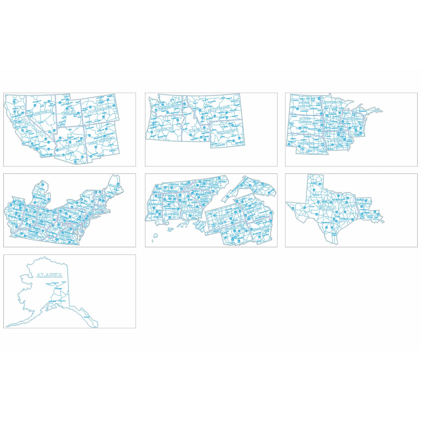 Engraved USA Road map