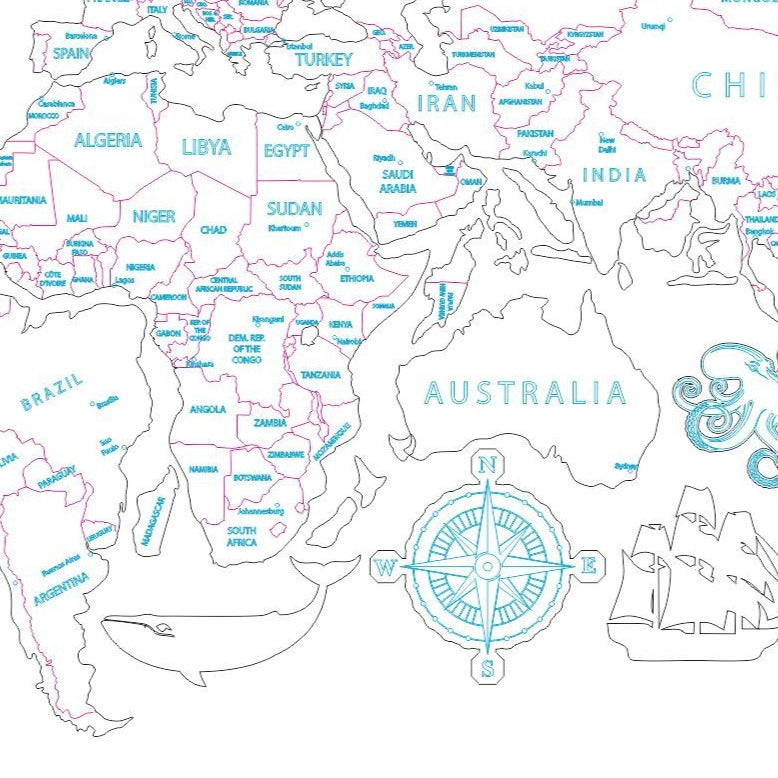 Mapa Mundi Rompecabezas - Archivo de corte láser SVG y DXF