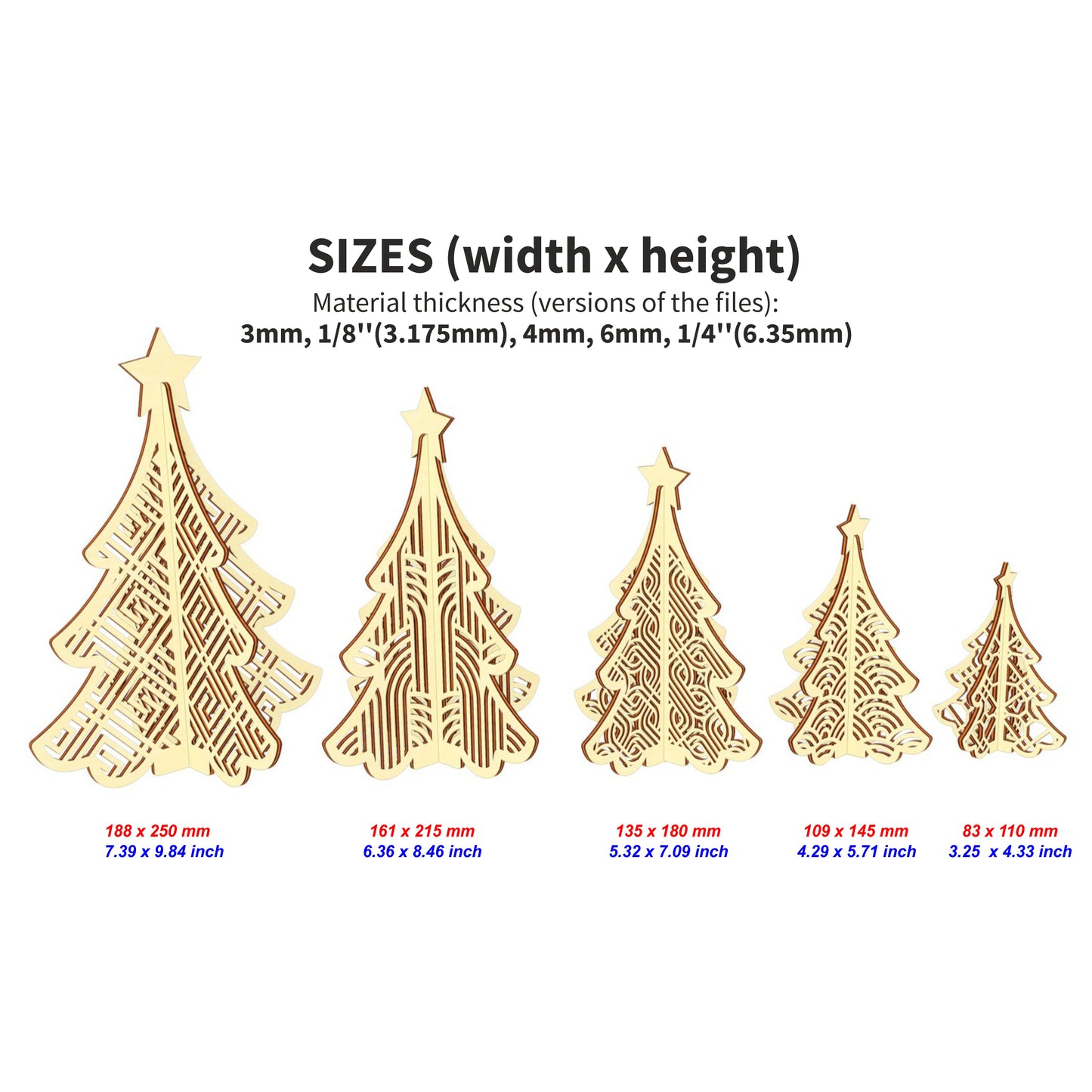 Patterned Christmas trees