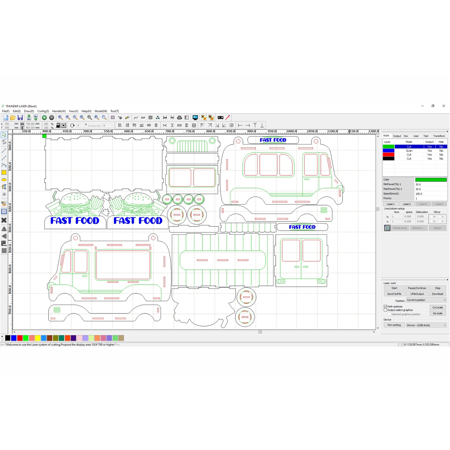Comedero para pájaros con diseño de furgoneta de comida rápida - Archivo de corte láser SVG y DXF