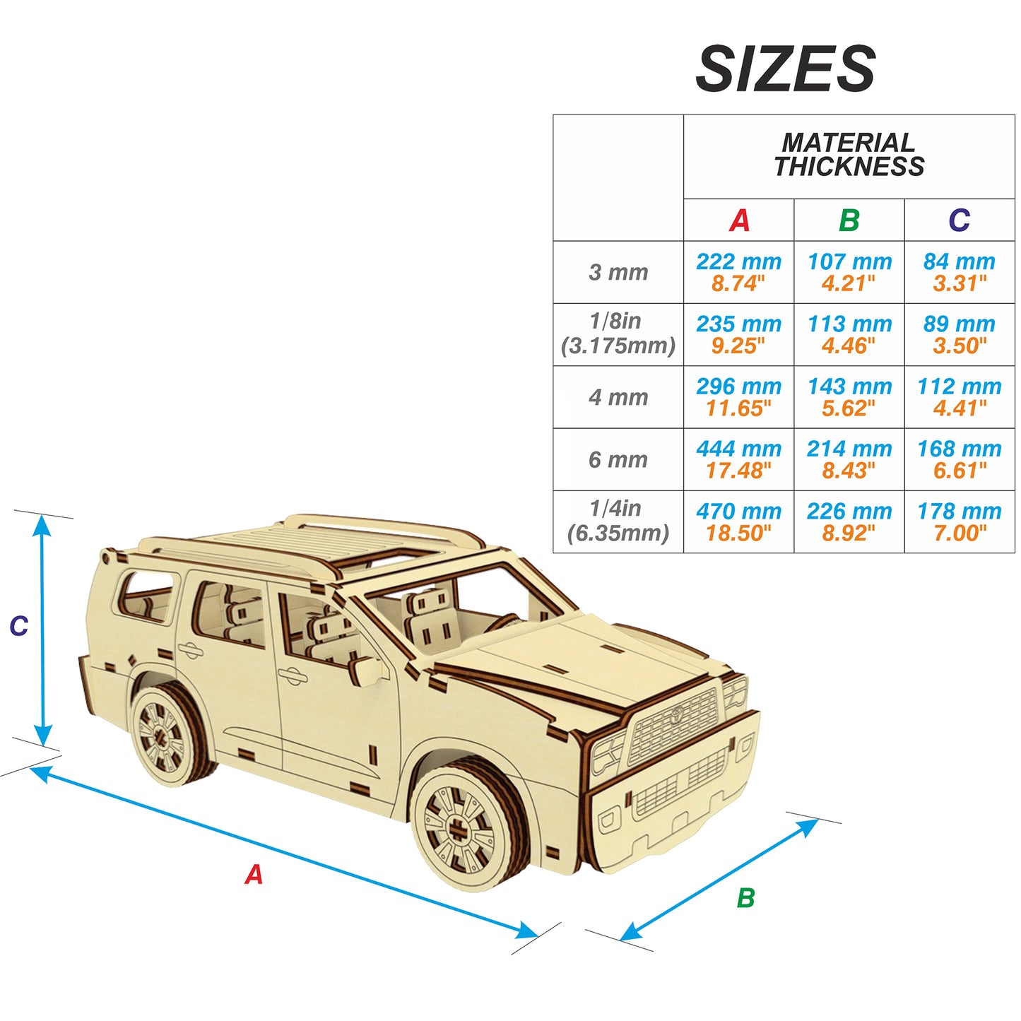 Laser Cut Car with Moving Wheels