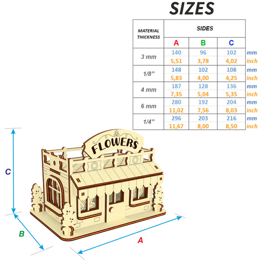 Tienda en miniatura - 3 adornos - Archivo de corte láser SVG y DXF