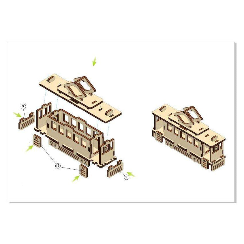 Tranvía antiguo - Archivo de corte láser SVG y DXF