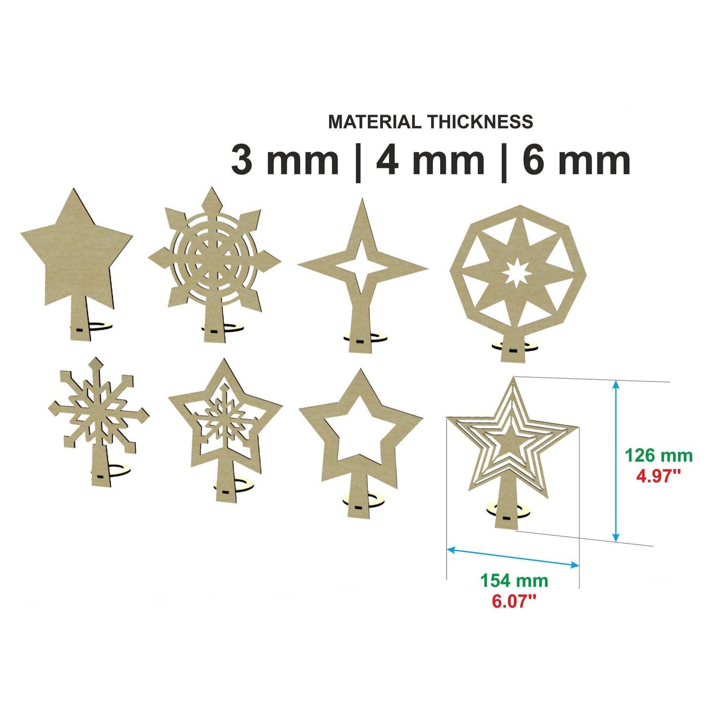 Set of 8 Christmas tree toppers
