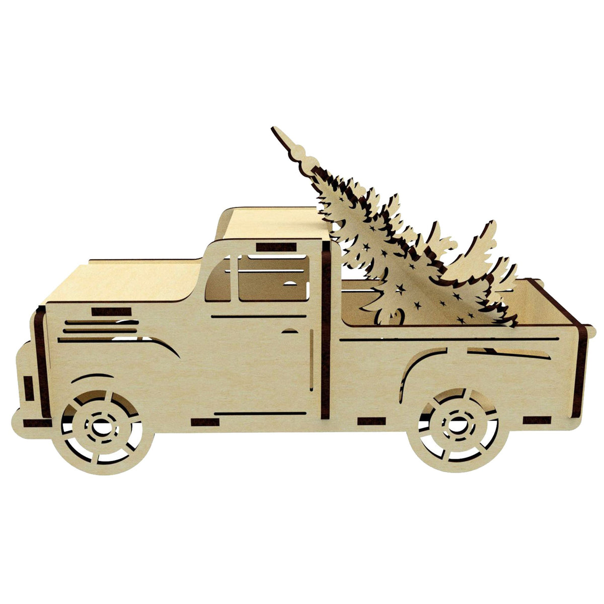 Camioneta navideña con árbol de Navidad - Archivo de corte láser SVG y DXF