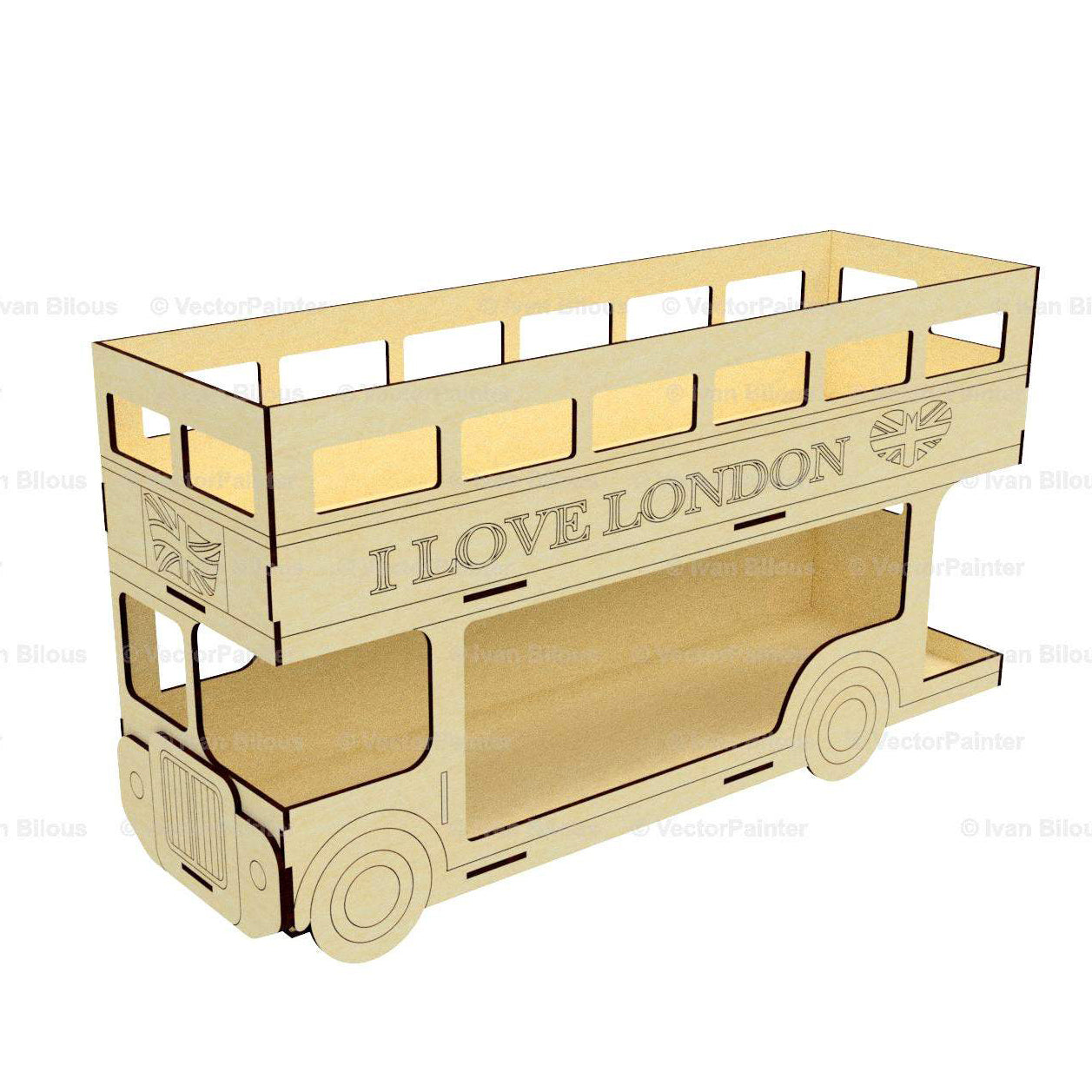 Soporte para autobús de dos pisos "London Bus" - Archivo de corte láser SVG y DXF