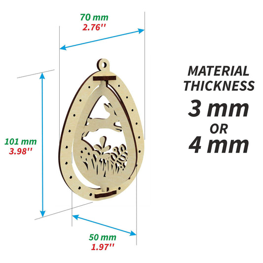 Set of 3 Easter Eggs "Happy Rabbit"